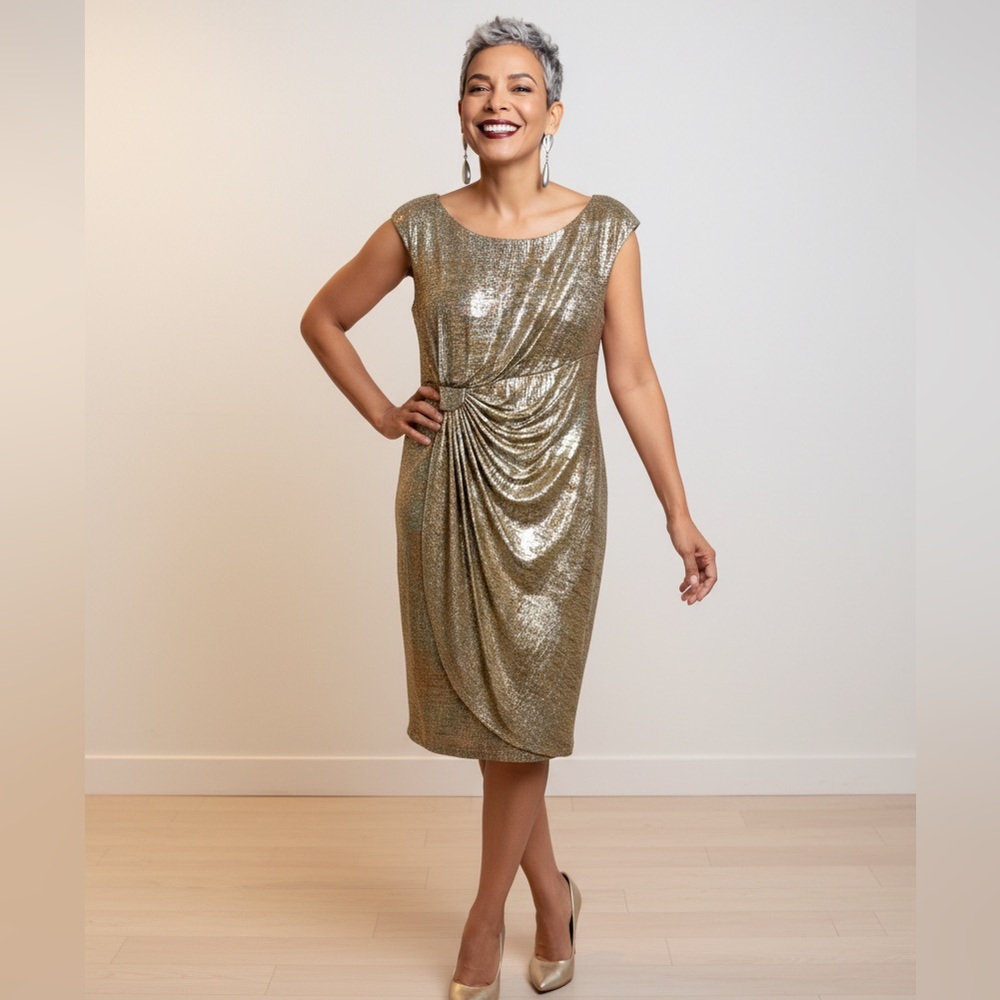 Connected Apparel Gold & Silver Dress  Size:10